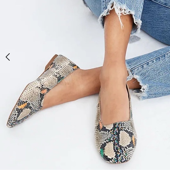 Madewell The Cory Flat in Snake Embossed Leather Light Umber Slip On Style AE220 - Picture 1 of 9